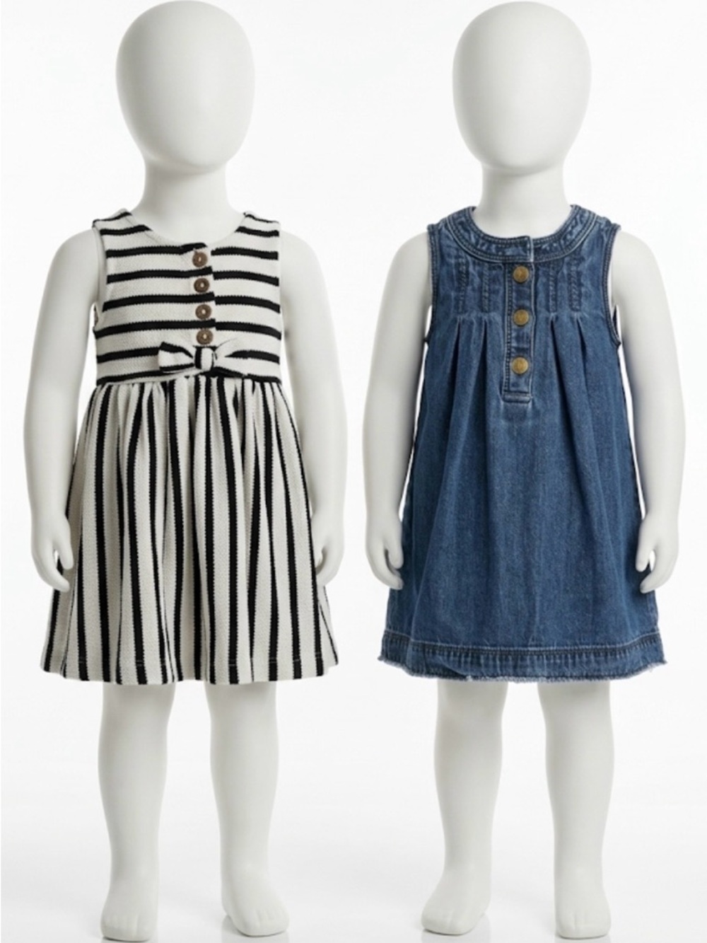 Vince Camuto Black and White Striped Knit Dress & Gap Denim Dress